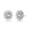 Rachel Glauber Classy 10mm Halo Square Stud Earrings With Colored Cubic Zirconia In Silver