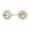 Rachel Glauber Rhodium Plated Cz Studs In Yellow