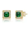 Rachel Glauber Classy Halo Square Stud Earrings In Green