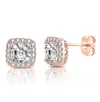 Rachel Glauber Classy Halo Square Stud Earrings In Multi