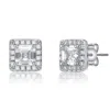Rachel Glauber Classy Halo Square Stud Earrings In Silver
