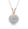Rachel Glauber Classy Round Pendant Necklace With Clear Cubic Zirconia In Multi