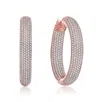 Rachel Glauber Clear Cubic Zirconia 10-row French Pave Inside Out Large Tubular Hoop Earrings In Multi