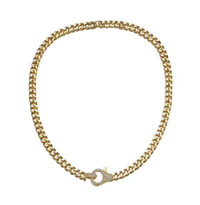 Rachel Glauber Clear Cubic Zirconia Curb Link Chain Necklace