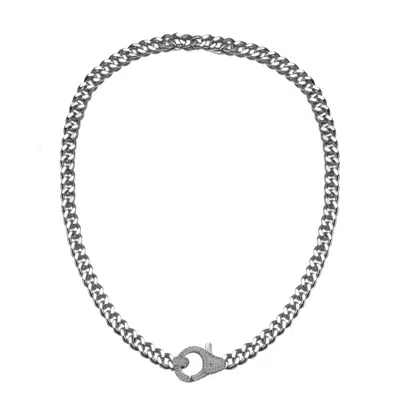 Rachel Glauber Clear Cubic Zirconia Curb Link Chain Necklace