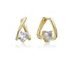 Rachel Glauber Clear Cubic Zirconia Huggie Style Earrings In Silver