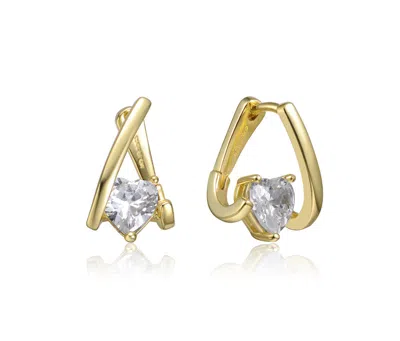 Rachel Glauber Clear Cubic Zirconia Huggie Style Earrings In Silver