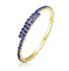 Rachel Glauber Colored Cubic Zirconia Bypass Tennis Bracelet In Blue