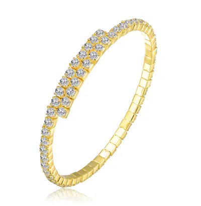 Rachel Glauber Colored Cubic Zirconia Bypass Tennis Bracelet In Gold
