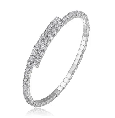 Rachel Glauber Colored Cubic Zirconia Bypass Tennis Bracelet In Silver