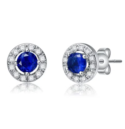 Rachel Glauber Colored Cubic Zirconia Halo Round Stud Earrings