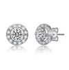 Rachel Glauber Colored Cubic Zirconia Halo Round Stud Earrings In Metallic