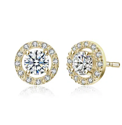 Rachel Glauber Colored Cubic Zirconia Halo Round Stud Earrings