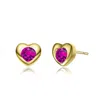 Rachel Glauber Colored Cubic Zirconia Heart Stud Earrings In Pink