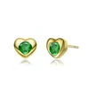 Rachel Glauber Colored Cubic Zirconia Heart Stud Earrings In Gold