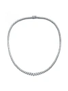 Rachel Glauber Diamond Cubic Zirconia Graduated Tennis Chain Necklace In Silver