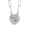 Rachel Glauber Heart Bezel Set Clear Cubic Zirconia Solitaire Nec