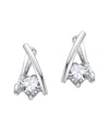 Rachel Glauber Clear Cubic Zirconia Huggie Style Earrings In Whit