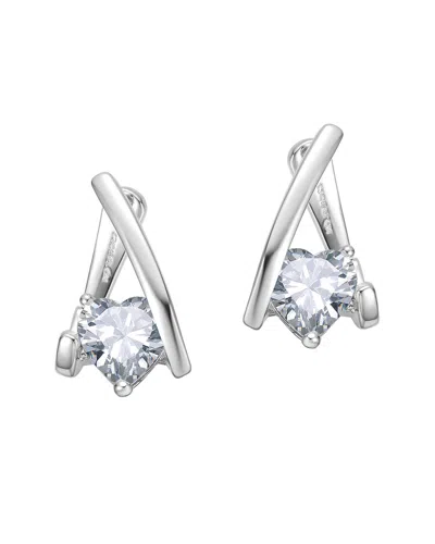 Rachel Glauber Clear Cubic Zirconia Huggie Style Earrings In Whit
