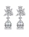 Rachel Glauber White Gold Plated With Colored Cubic Zirconia Teardrop Cluster Earrings