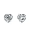 Rachel Glauber Heart Bezel Set Clear Cubic Zirconia Stud Earrings