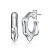 Rachel Glauber Twisted Open Hoop Earrings In White