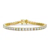 Rachel Glauber 18k Rose Gold Plated And 14k Gold Plated Cubic Zirconia 4mm Tennis Bracelet In Gold