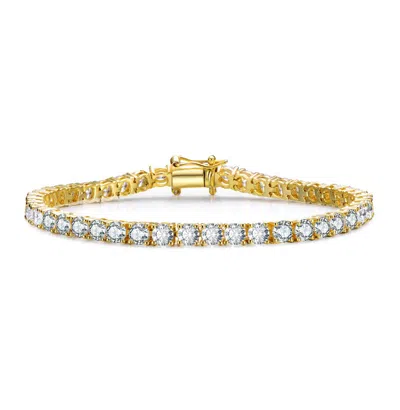 Rachel Glauber 18k Rose Gold Plated And 14k Gold Plated Cubic Zirconia 4mm Tennis Bracelet