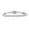 Rachel Glauber Elegant 4mm Clear Cubic Zirconia Magnetic Lock Tennis Bracelet In White