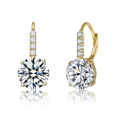 Rachel Glauber Elegant Basket-set Drop Earrings With Colored Cubic Zirconia In Gold