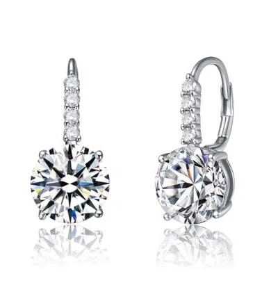 Rachel Glauber Elegant Basket-set Drop Earrings With Colored Cubic Zirconia In Silver