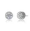 Rachel Glauber Elegant Colored Cubic Zirconia Round Stud Earrings In White