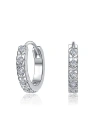 Rachel Glauber Elegant Cubic Zirconia Extra Mini Huggie Hoop Earrings In Grey