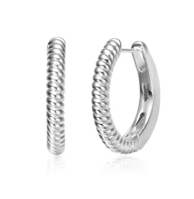 Rachel Glauber Elegant White Gold Plated Small Hoop Earrings In Metallic