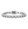 Rachel Glauber Emerald-cut Clear Cubic Zirconia Tennis Bracelet In Silver