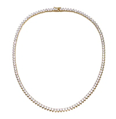 Rachel Glauber Flawless Tennis Necklace With Clear Cubic Zirconia In Gold