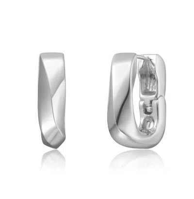 Rachel Glauber Geometric Rectangle Mini Hoop Earrings In White
