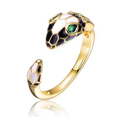 Rachel Glauber 14k Plated Cz Ring In Black