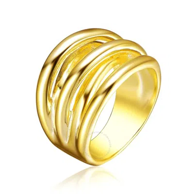 Rachel Glauber Gold Plated Modern Ring In Gold-tone
