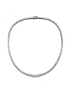 Rachel Glauber Diamond Cubic Zirconia Graduated Tennis Chain Necklace In Silver