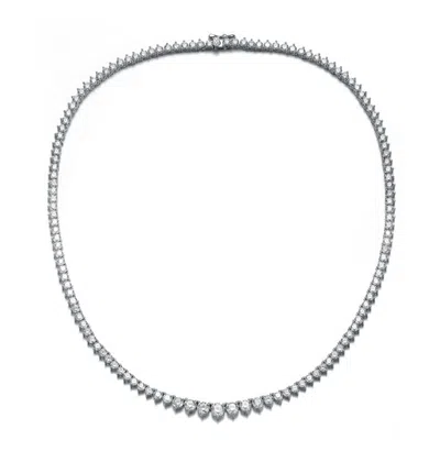 Rachel Glauber Diamond Cubic Zirconia Graduated Tennis Chain Necklace In White
