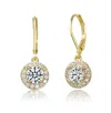 Rachel Glauber Halo Leverback Dangle Earrings In Gold
