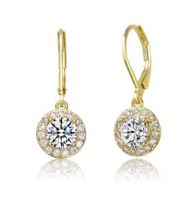 Rachel Glauber Halo Leverback Dangle Earrings In Gold