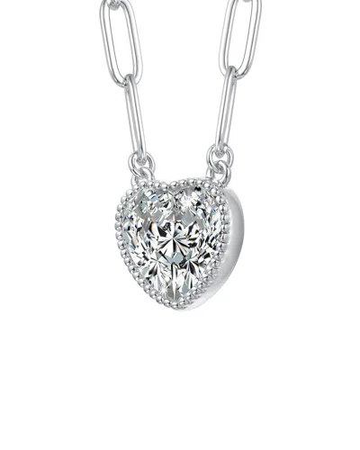 Rachel Glauber Heart Bezel Set Clear Cubic Zirconia Solitaire Nec