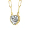Rachel Glauber Heart Bezel Set Clear Cubic Zirconia Solitaire Nec