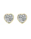 Rachel Glauber Heart Bezel Set Clear Cubic Zirconia Stud Earrings