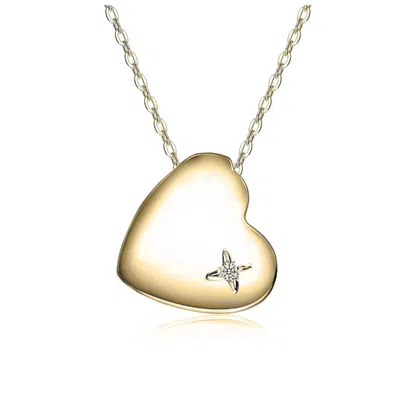 Rachel Glauber Heart Of Grace Pendant Necklace With Clear Cubic Zirconia In Gold