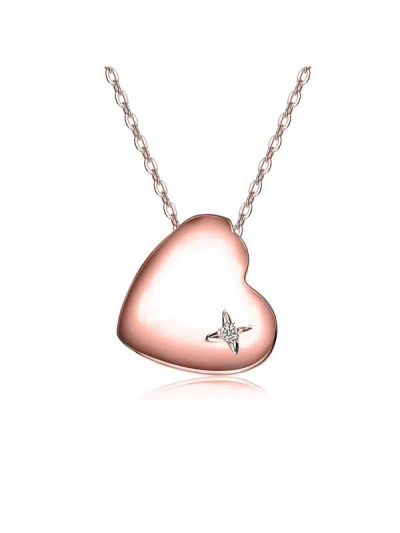 Rachel Glauber Heart Of Grace Pendant Necklace With Clear Cubic Zirconia In Beige