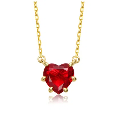 Rachel Glauber Heart-shaped Colored Cubic Zirconia Solitaire Necklace In Red