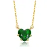 Rachel Glauber Heart-shaped Colored Cubic Zirconia Solitaire Necklace In Green